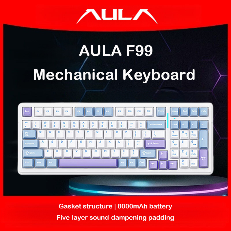 Pc Gaming Lounge - AULA F99 기계식 키보드, 트리플 모드(2.4GHz,